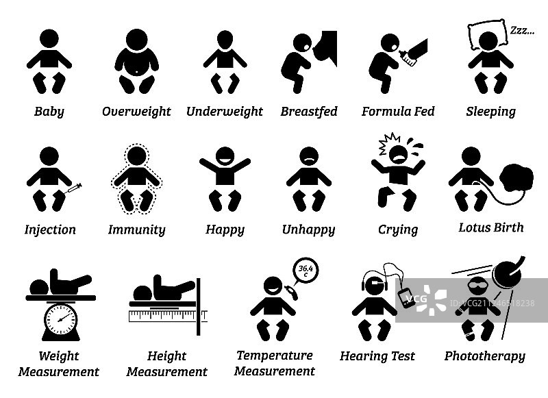 健康和医疗图标描绘婴儿图片素材