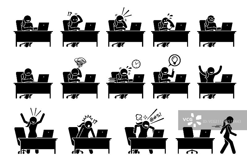 使用电脑的女孩，各种姿势动作图片素材