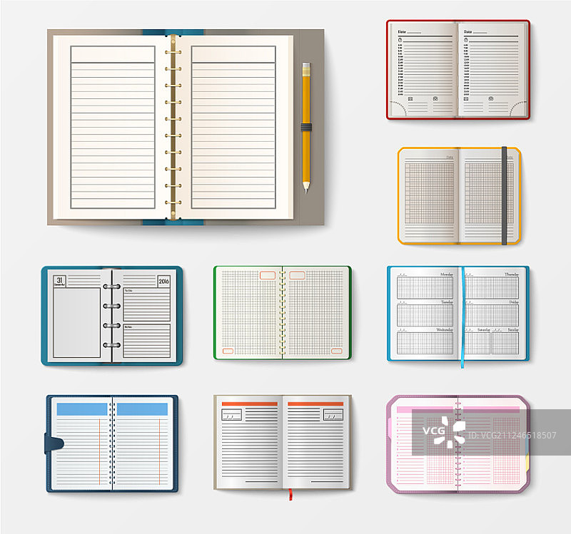 逼真的开放式笔记本素材图片素材