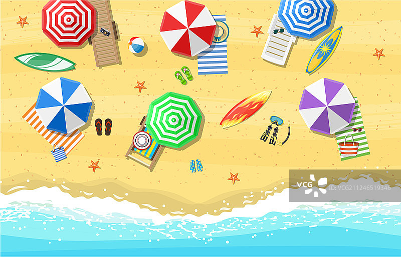 夏季海滩日光浴床图片素材