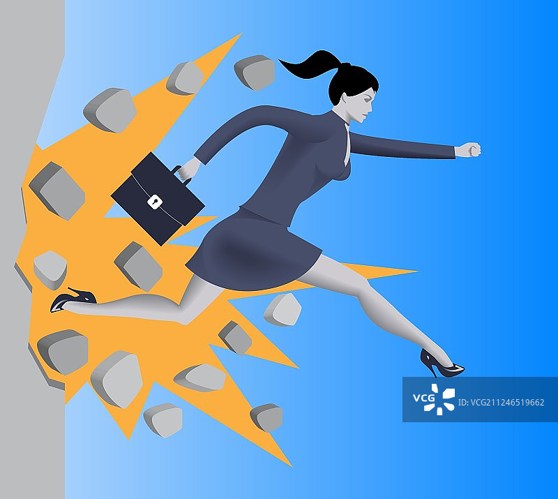 打破墙壁的商业概念图片素材