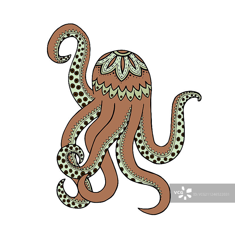 米色章鱼缠绕图案图片素材