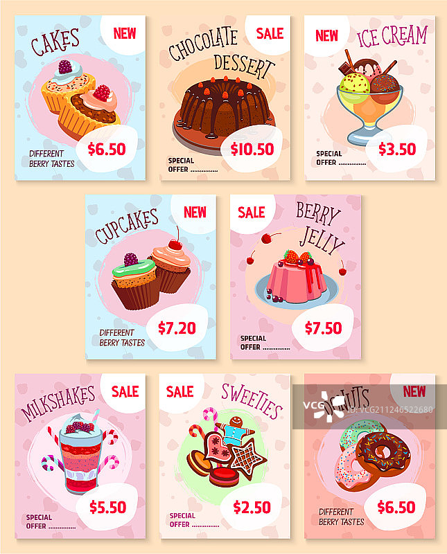 面包店甜点价格标签模板集图片素材