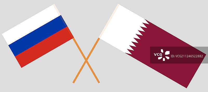 卡塔尔和俄罗斯国旗图片素材