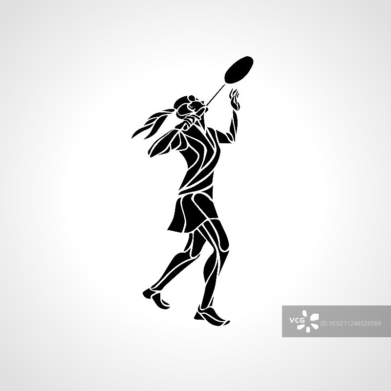 抽象女子羽毛球创意剪影图片素材