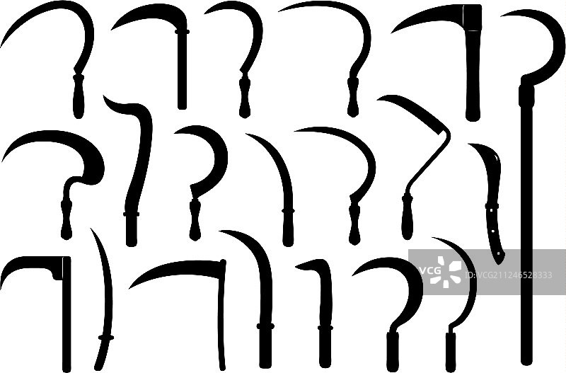 不同类型的镰刀合集图片素材