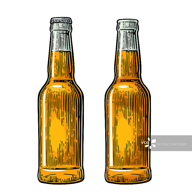 打开和关闭复古黑色啤酒瓶图片素材
