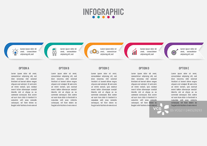 包含5个标签的商务信息图表模板图片素材