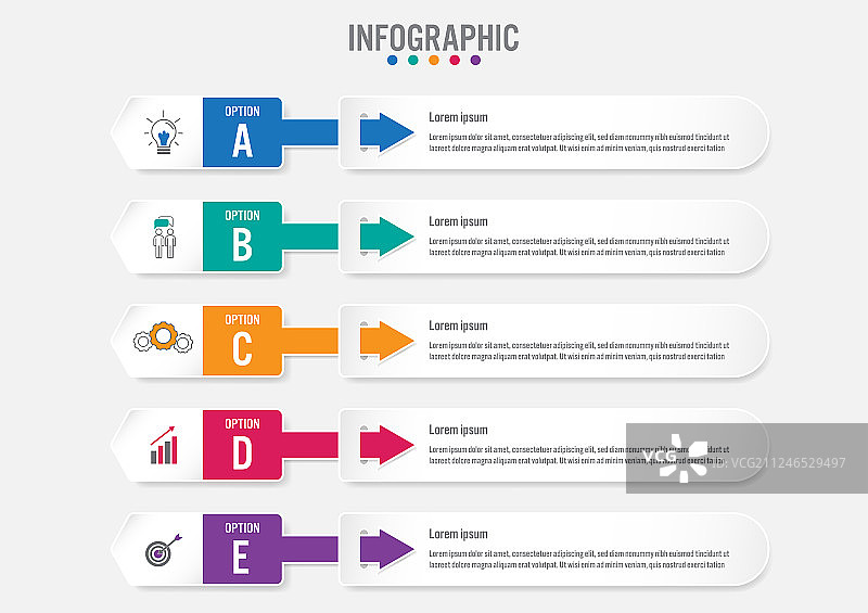 包含5个标签的商务信息图表模板图片素材
