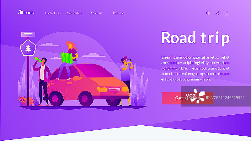 公路旅行着陆页模板图片素材