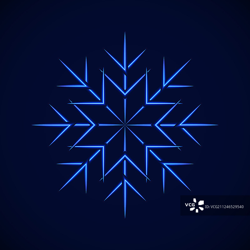 蓝色背景上的水晶蓝色简约雪花图片素材