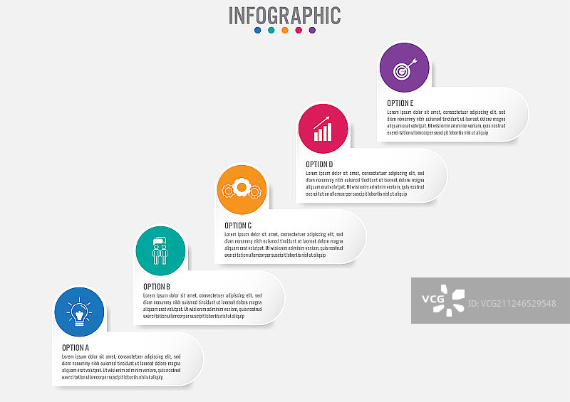 包含5个标签的商务信息图表模板图片素材