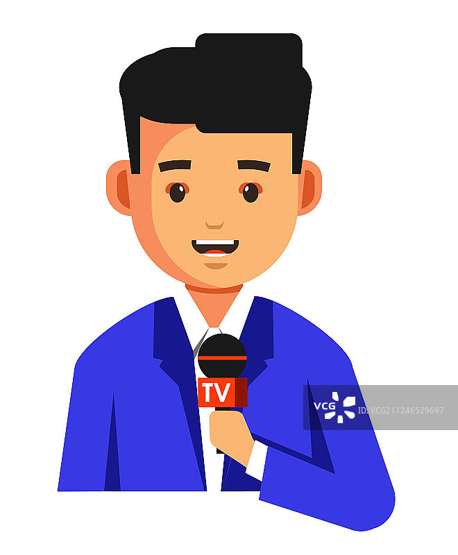 手持麦克风的记者或新闻播音员图片素材