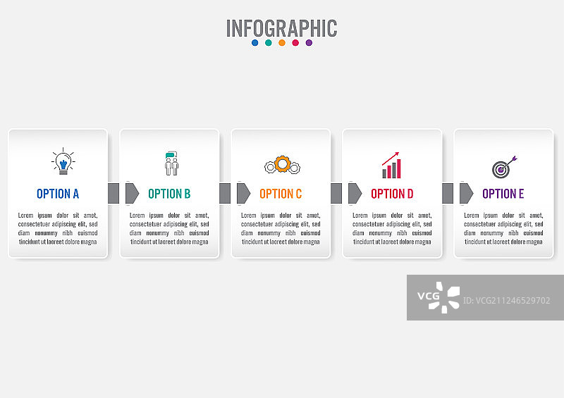 包含5个标签的商务信息图表模板图片素材