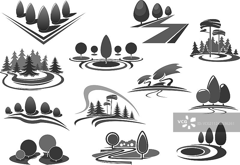 园艺或绿色景观设计图标图片素材