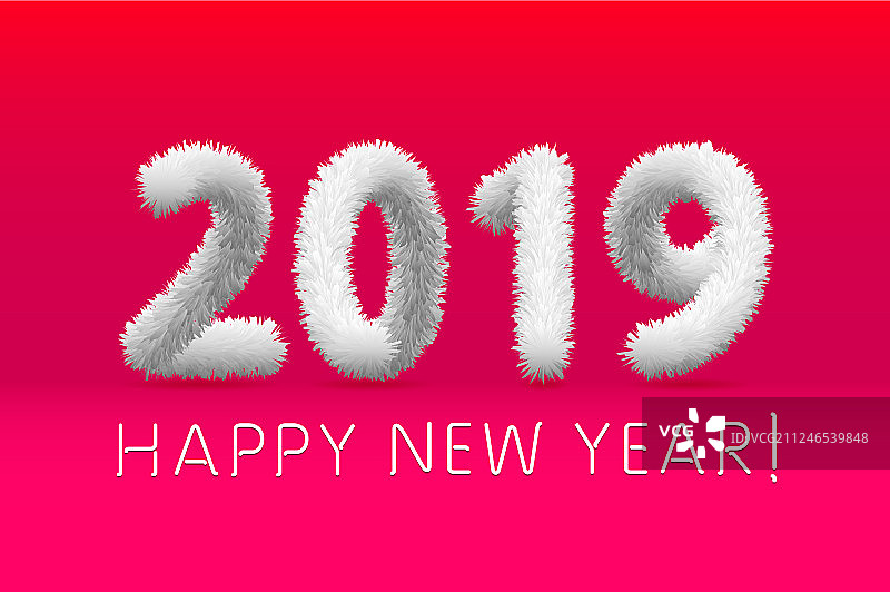 毛茸茸的白色羊毛，2019新年快乐图片素材