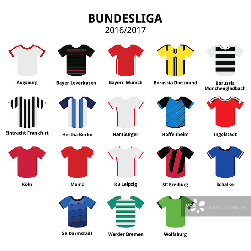 2016-2017赛季德甲联赛球衣图片素材