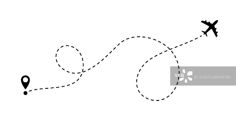 飞机航线路径旅行线条图标图片素材