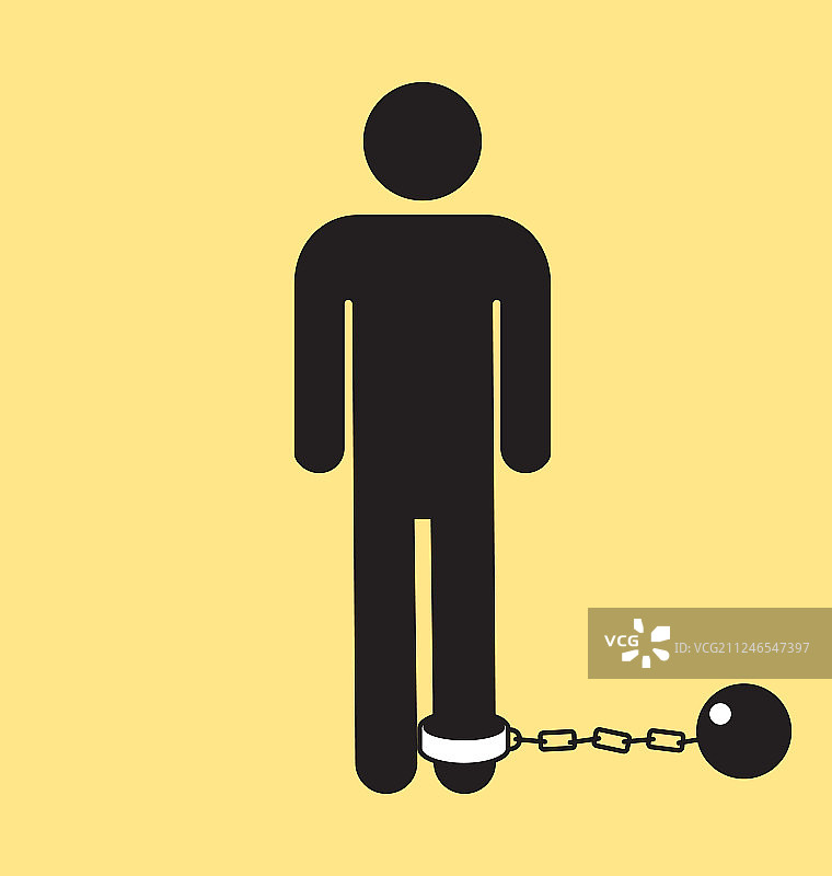 带有球和链条轮廓的浴室男性图标图片素材