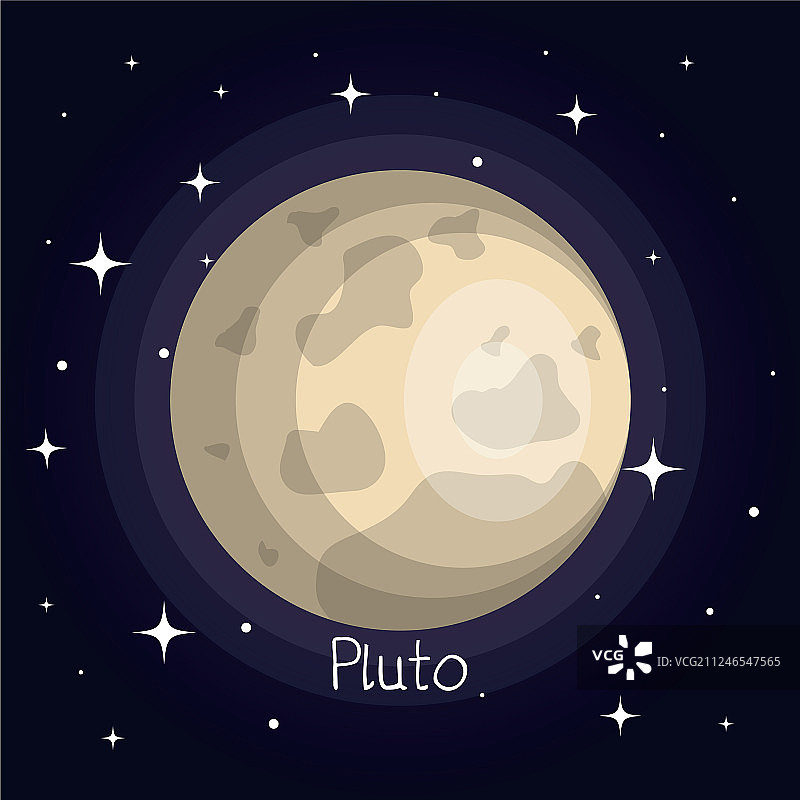 太空中闪亮的卡通冥王星图片素材