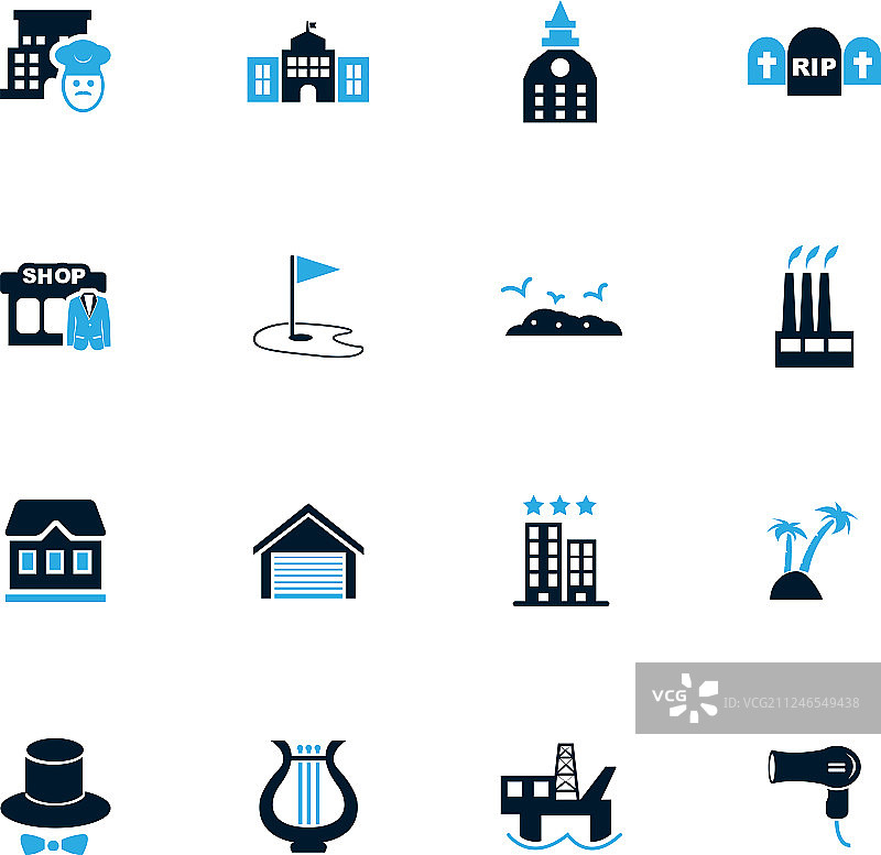 城市基础设施图标集图片素材