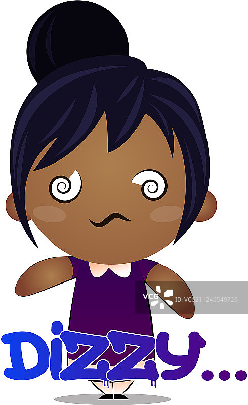 在白色背景上感到头晕的小女孩图片素材