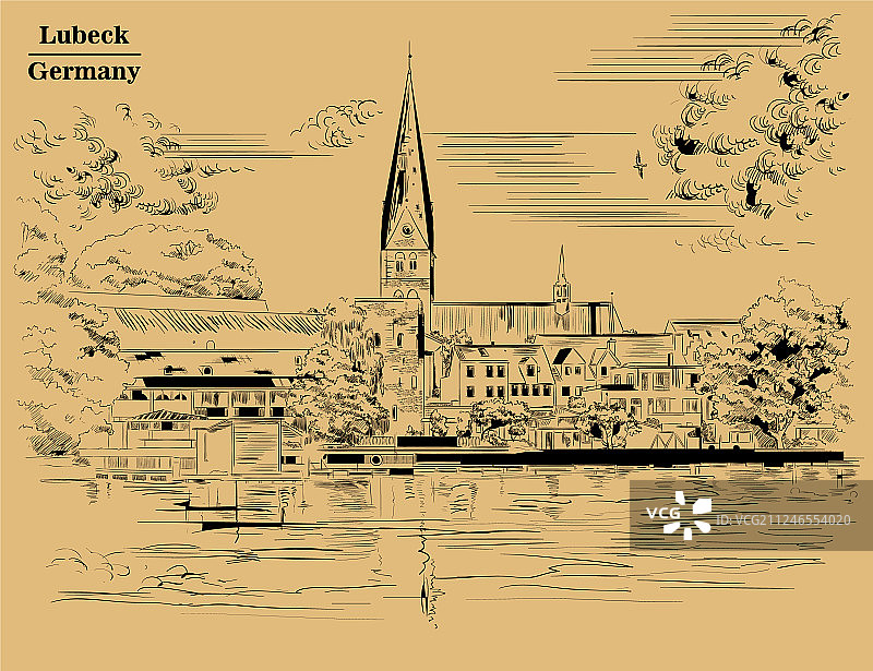 吕贝克棕色的圣玛丽教堂图片素材