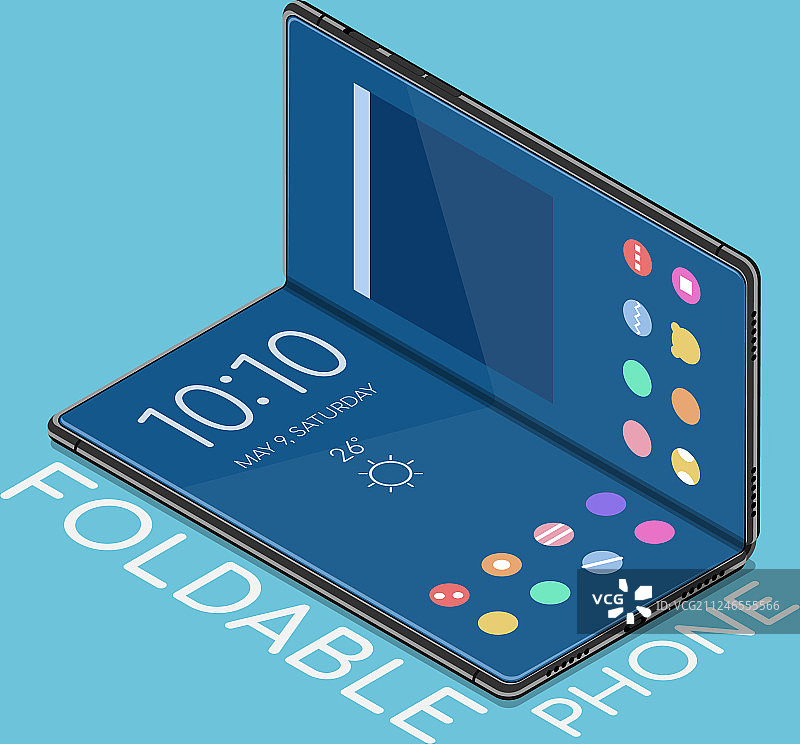 2.5D可折叠智能手机显示屏图片素材