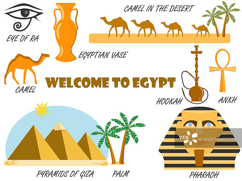 欢迎来到埃及标志图标集图片素材