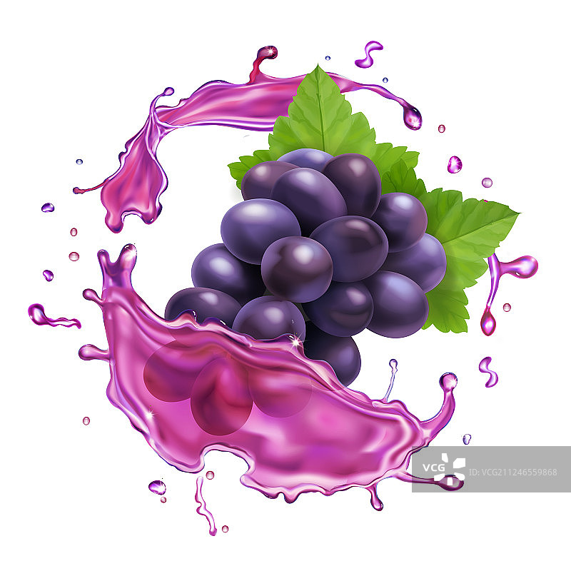 红葡萄汁飞溅逼真图标图片素材