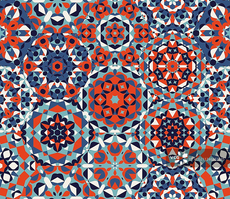 红蓝色单块奇迹绗缝无缝图案图片素材