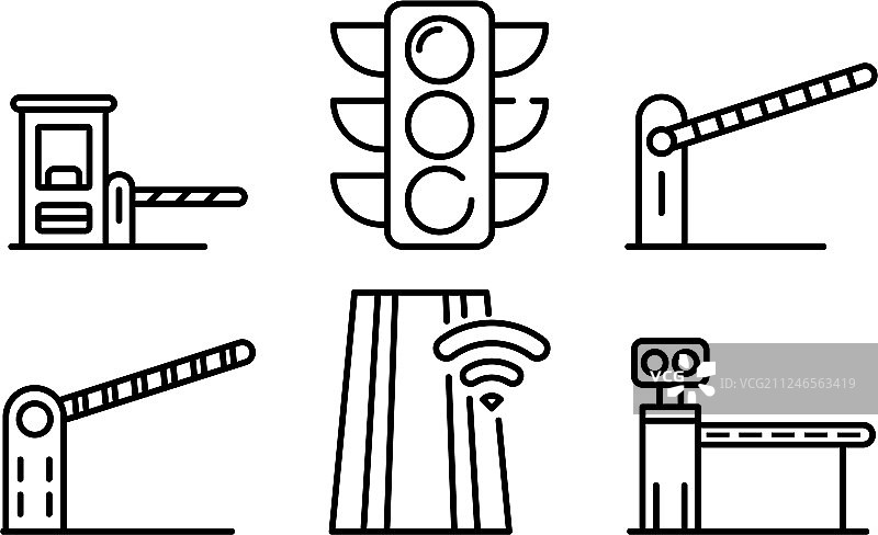 收费公路图标轮廓样式集图片素材