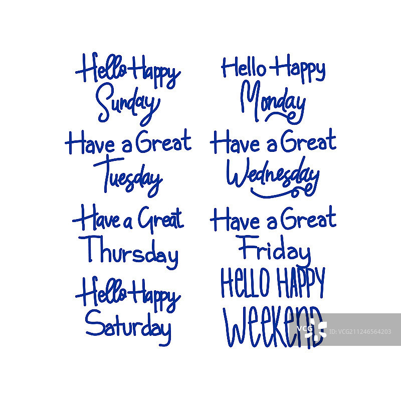 手绘字体星期标签图片素材