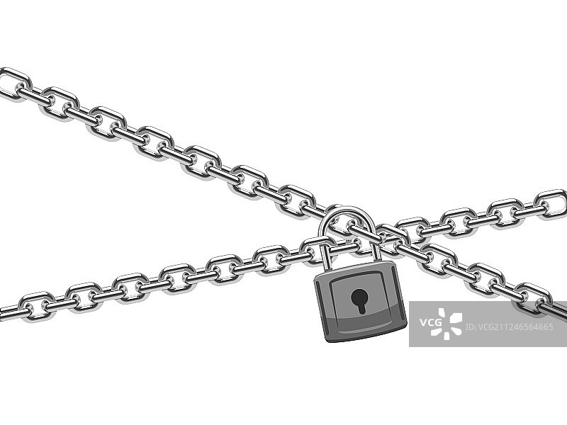 密码锁和钢链：金融安全图片素材