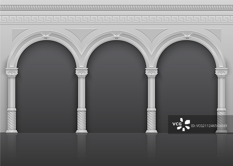 带有石拱门的经典罗马风格内饰图片素材