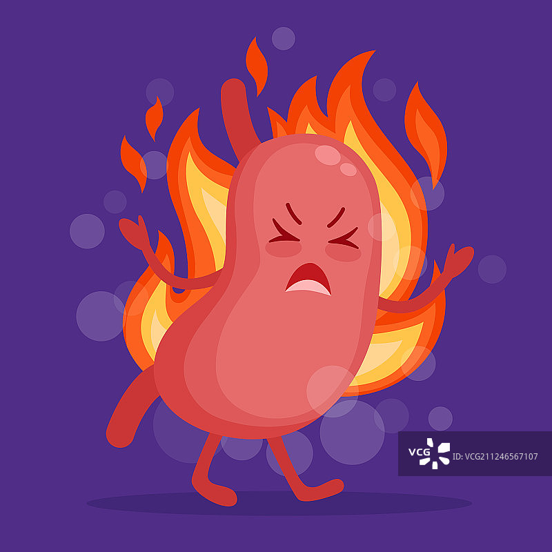 扁平设计胃灼热卡通人物图片素材