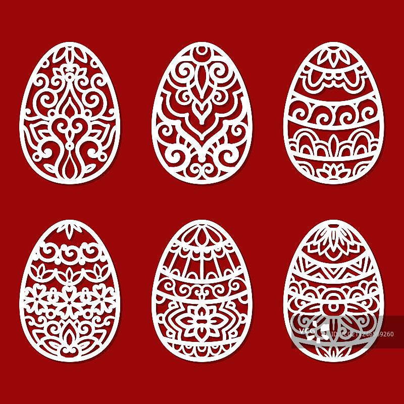 激光切割复活节彩蛋模板套装图片素材