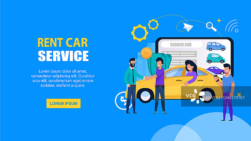 汽车租赁移动服务横版着陆页图片素材