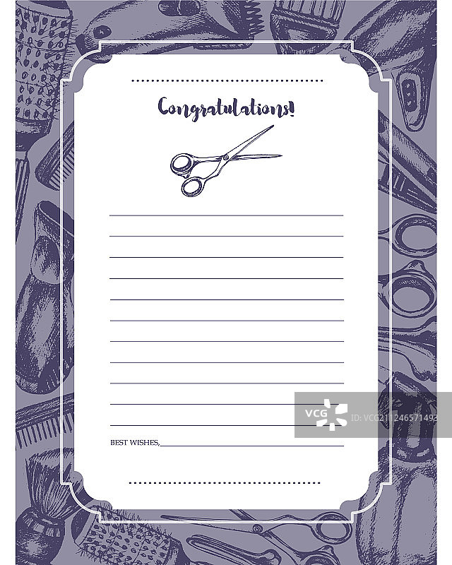 手绘理发设备模板卡图片素材