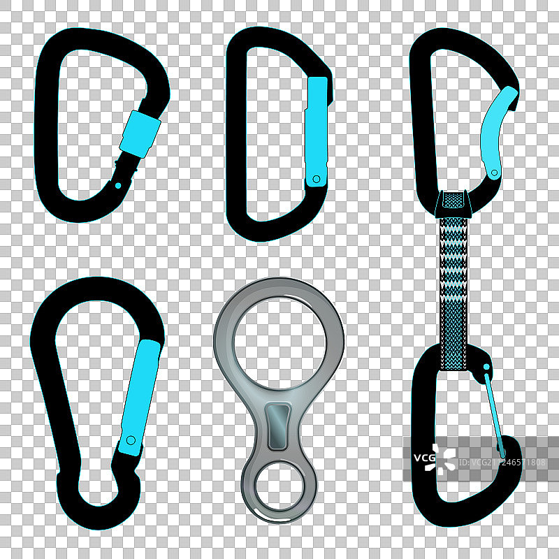 登山安全扣和8字环图片素材