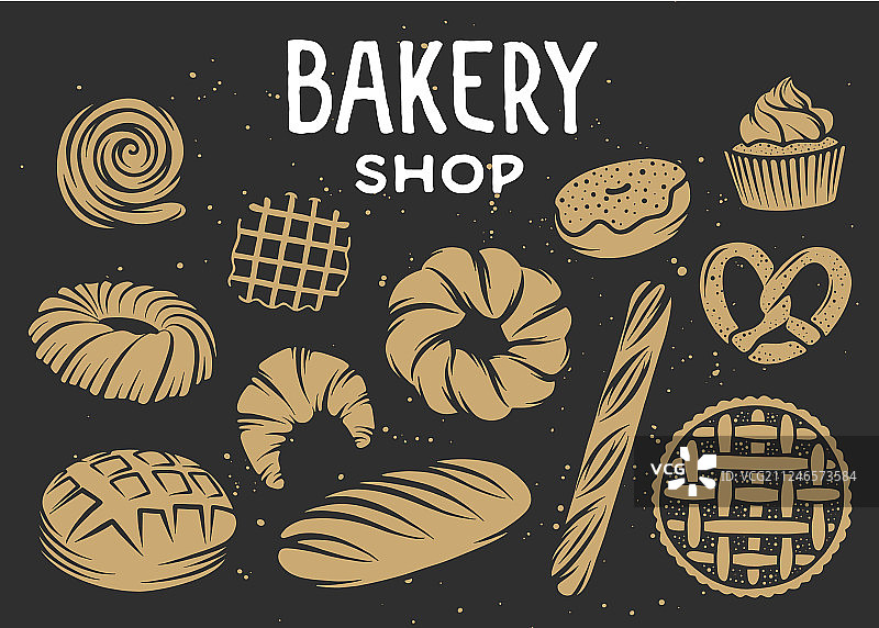 烘焙雕刻元素排版设计套装图片素材