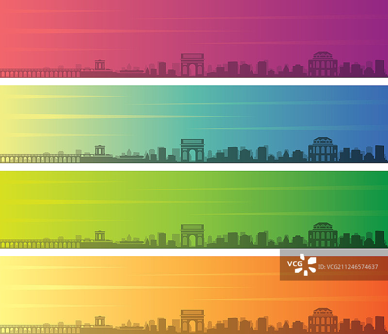 蒙彼利埃多种颜色渐变天际线banner图片素材