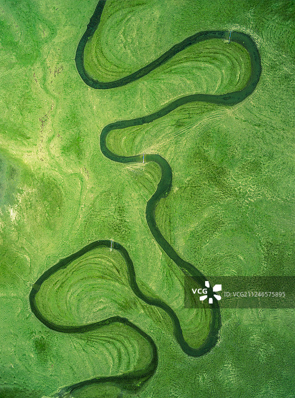 夏季草原上的滦河河道图片素材