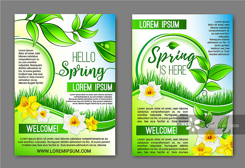 你好春天，花卉海报套装图片素材