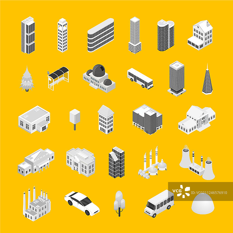 城市地图概念图标2.5D等距视图图片素材