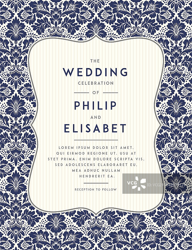 复古婚礼邀请函模板图片素材