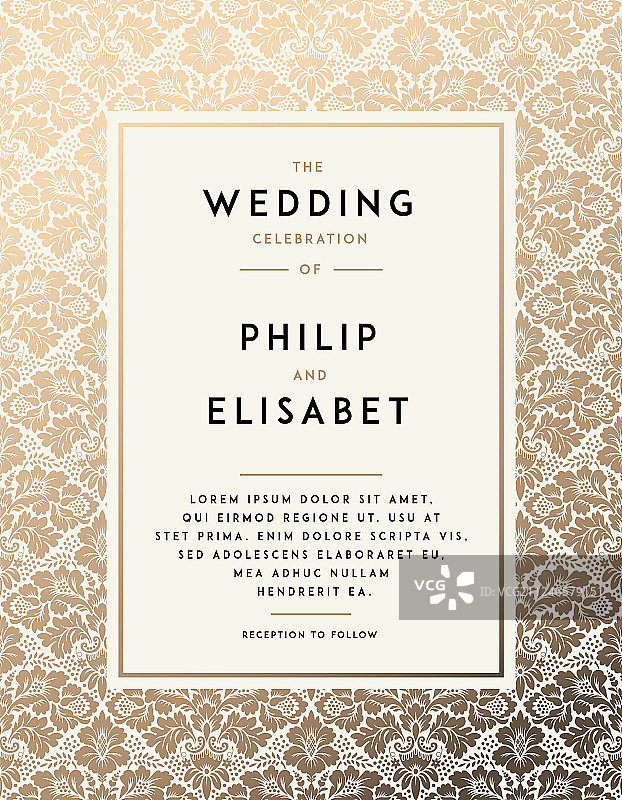 复古婚礼邀请函模板图片素材