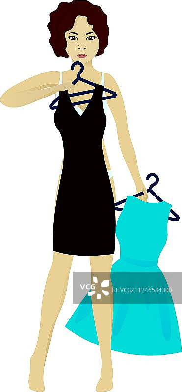 女孩选择连衣裙图片素材