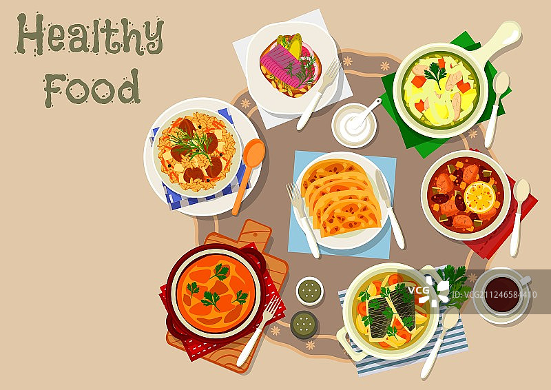 鞑靼美食传统肉类和鱼类菜肴图标图片素材