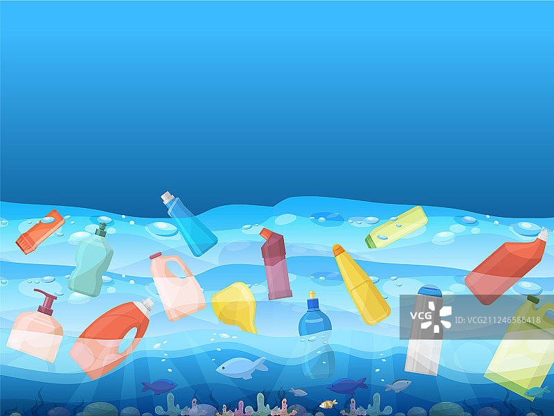 海洋垃圾：漂浮的塑料袋图片素材